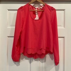 Guess Los Angeles open back top Barbiecore Pink scalloped bottom